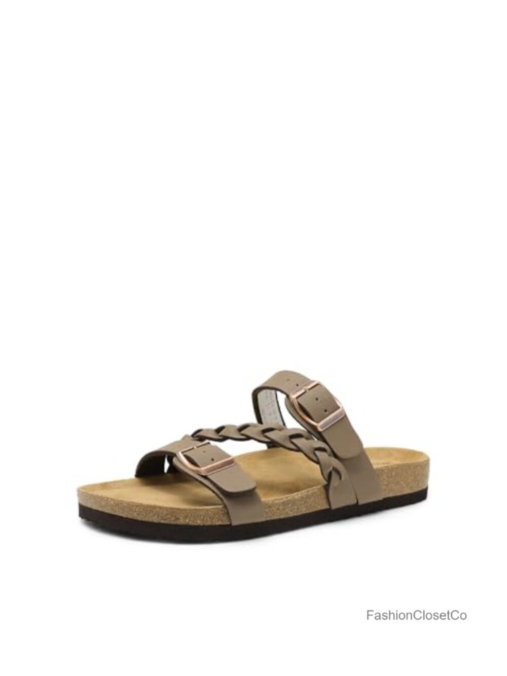 Women's Cork Footbed Slide Sandals Adjustable Straps Summer